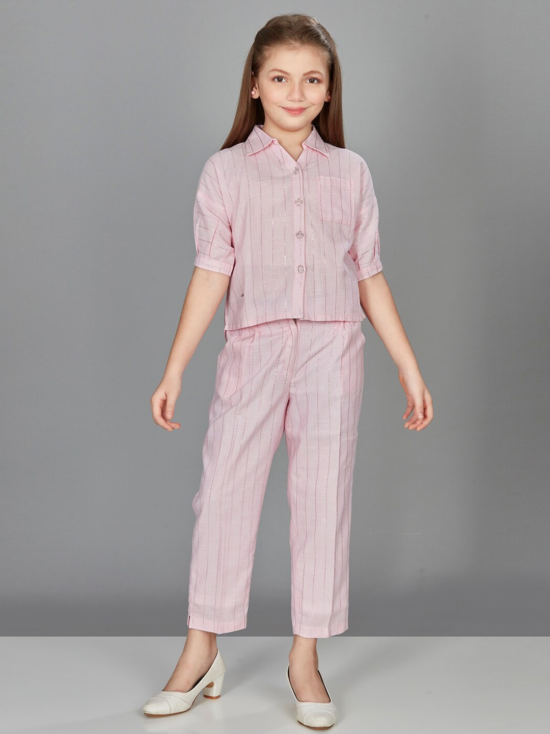 

Peppermint Girls Shirt with Trousers, Pink