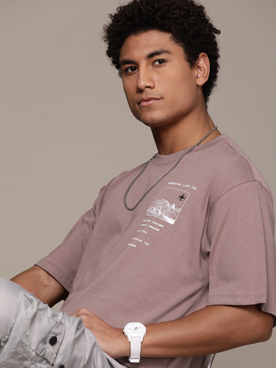 

The Roadster Lifestyle Co. Relaxed Fit Pure Cotton T-shirt, Mauve
