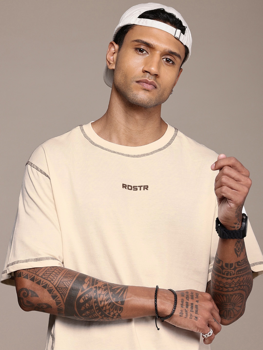 

Roadster The Life Co. Pure Cotton Relaxed Fit T-shirt, Beige