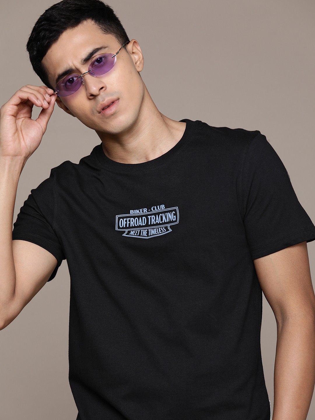 

The Roadster Lifestyle Co. Typography Printed Pure Cotton T-shirt, Black