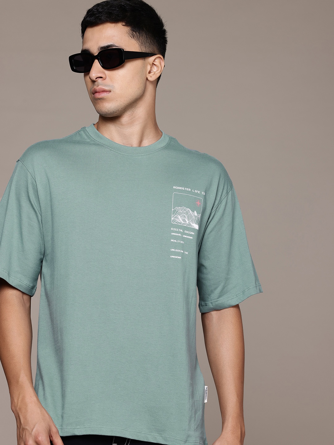 

The Roadster Lifestyle Co. Printed Relaxed Fit Pure Cotton T-shirt, Blue