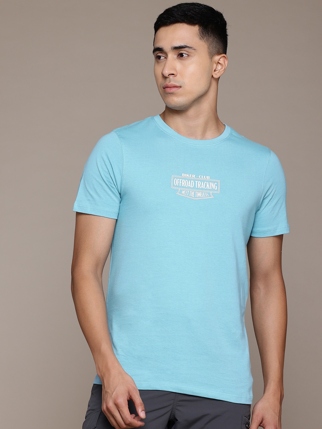 

The Roadster Lifestyle Co. Typography Pure Cotton T-shirt, Blue