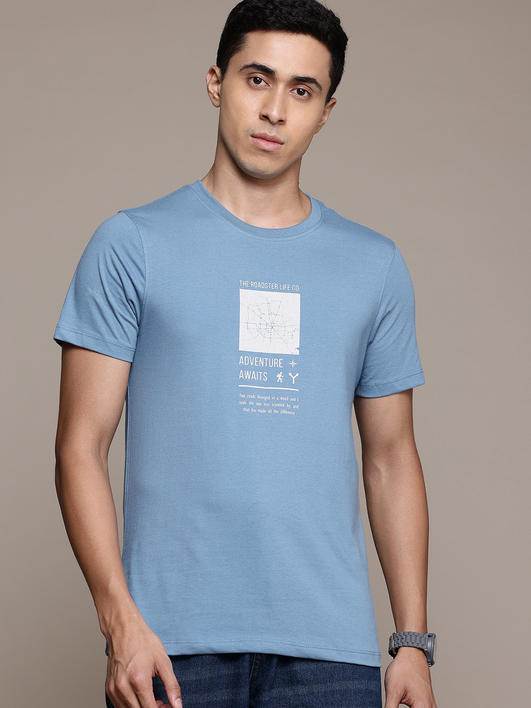 

The Roadster Lifestyle Co. Printed T-shirt, Blue