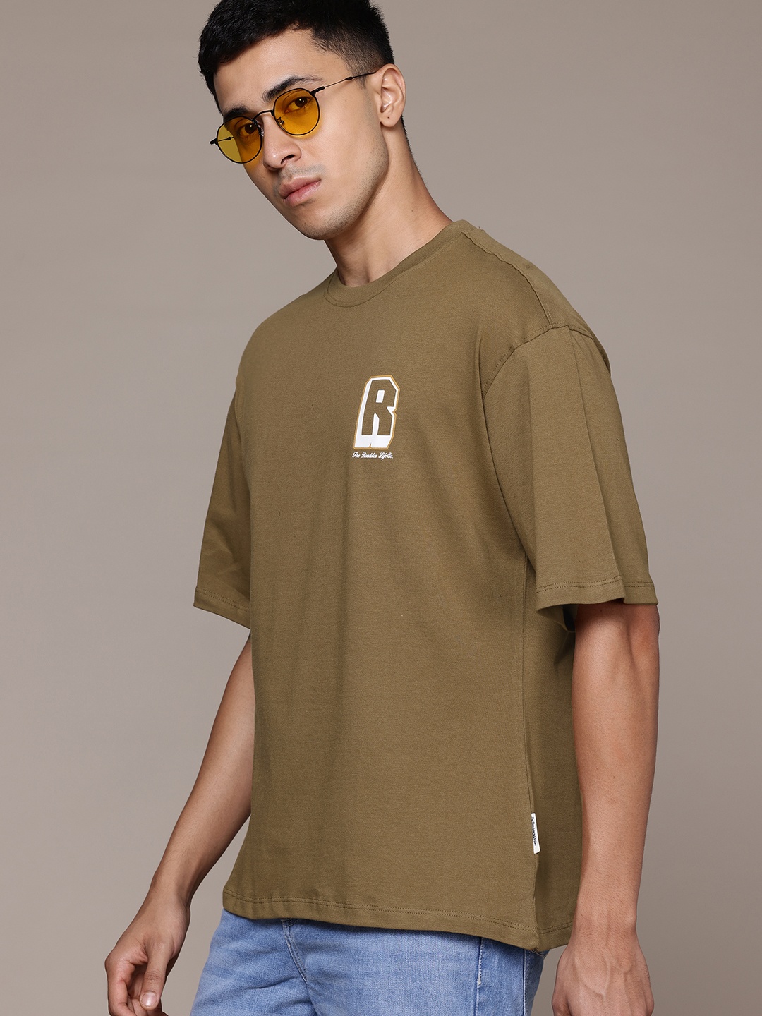 

The Roadster Lifestyle Co. Relaxed Fit Pure Cotton T-shirt, Olive