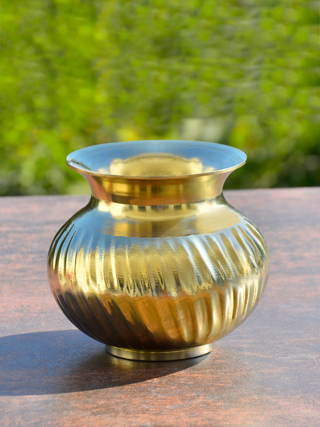 

StyleMyWay Gold Toned Brass Lota With Grooves