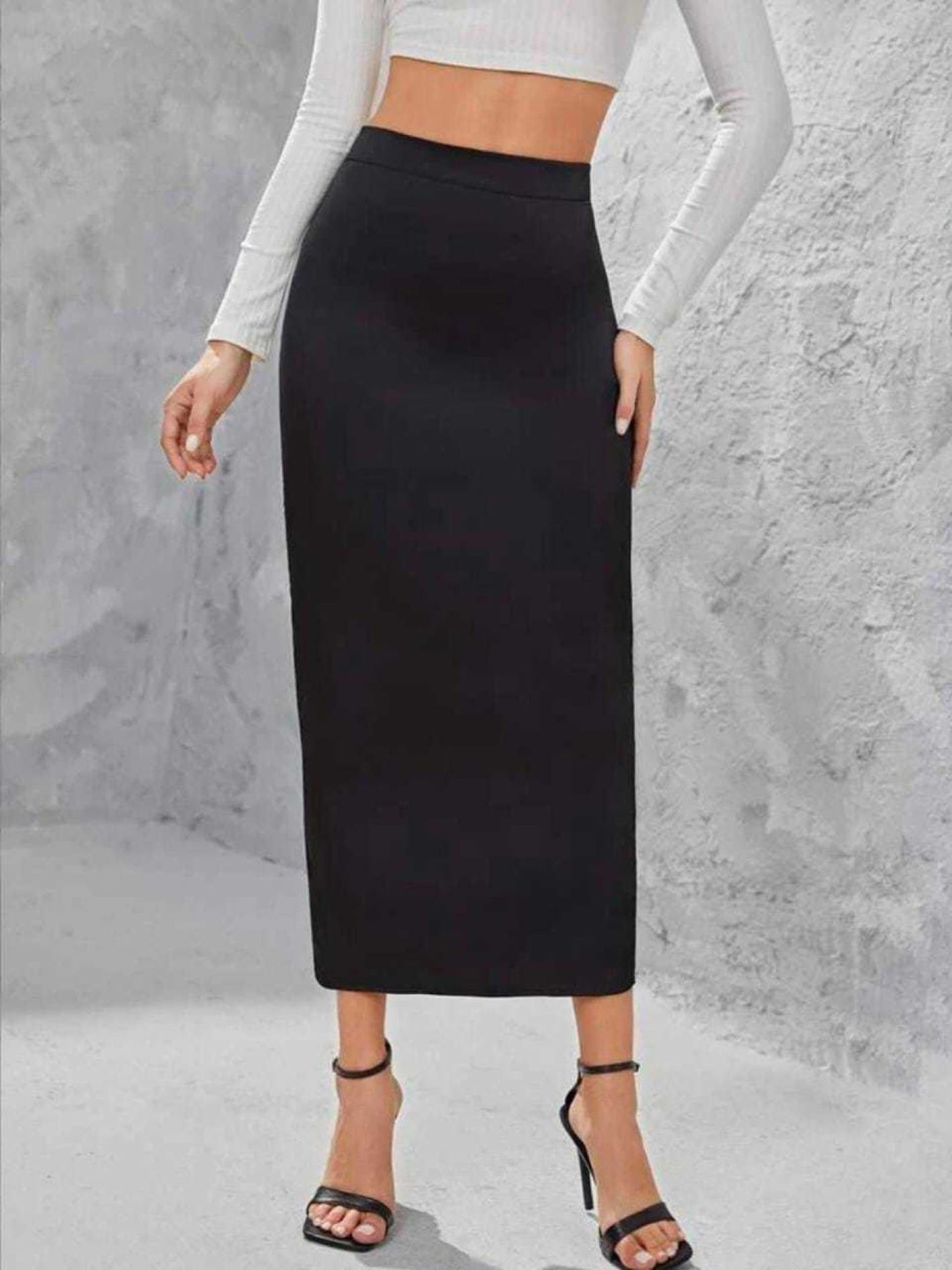 

Femvy High-Rise Pencil Midi Skirt, Black