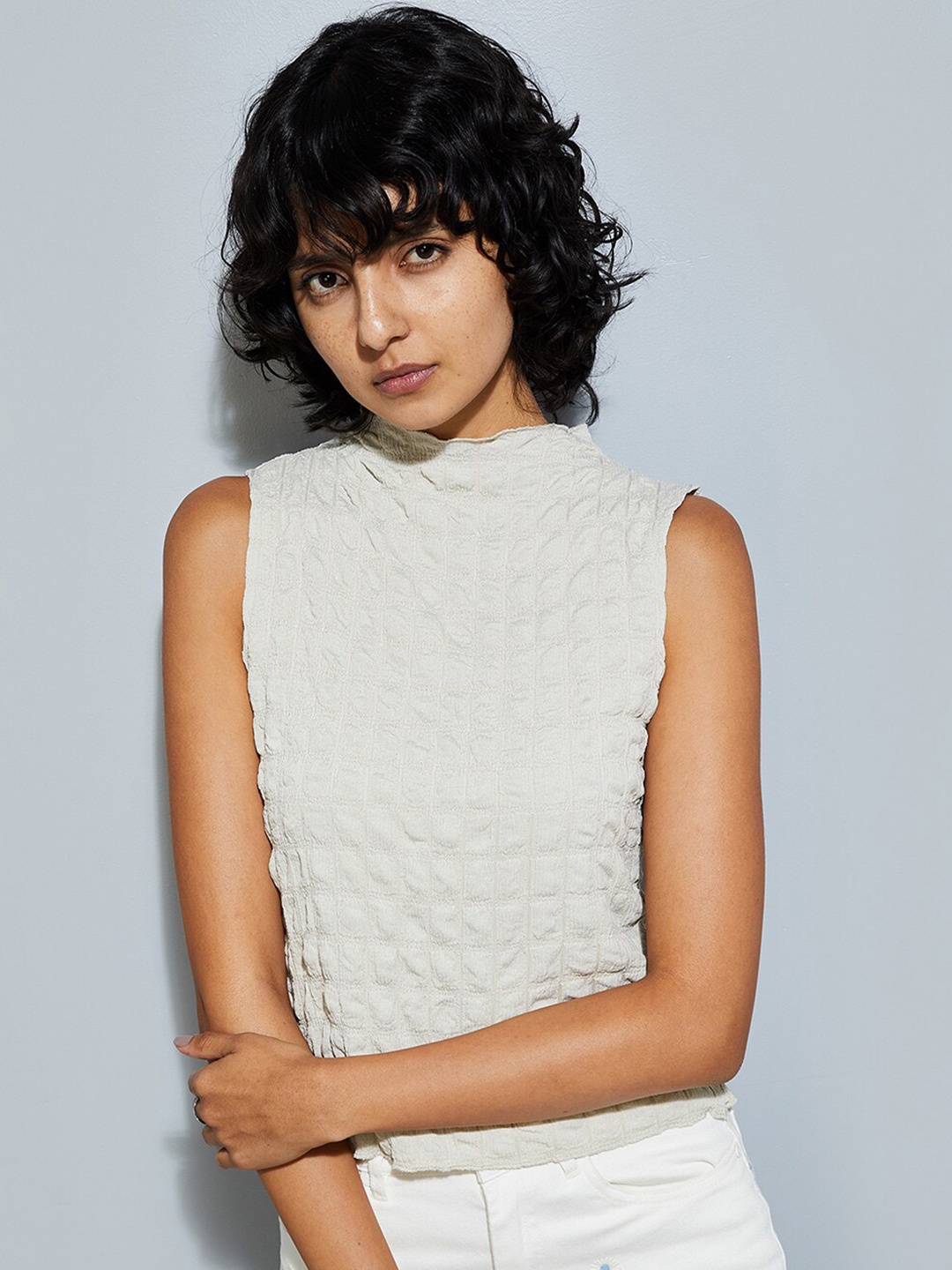 

max URB_N Women Textured Knit Top, Brown