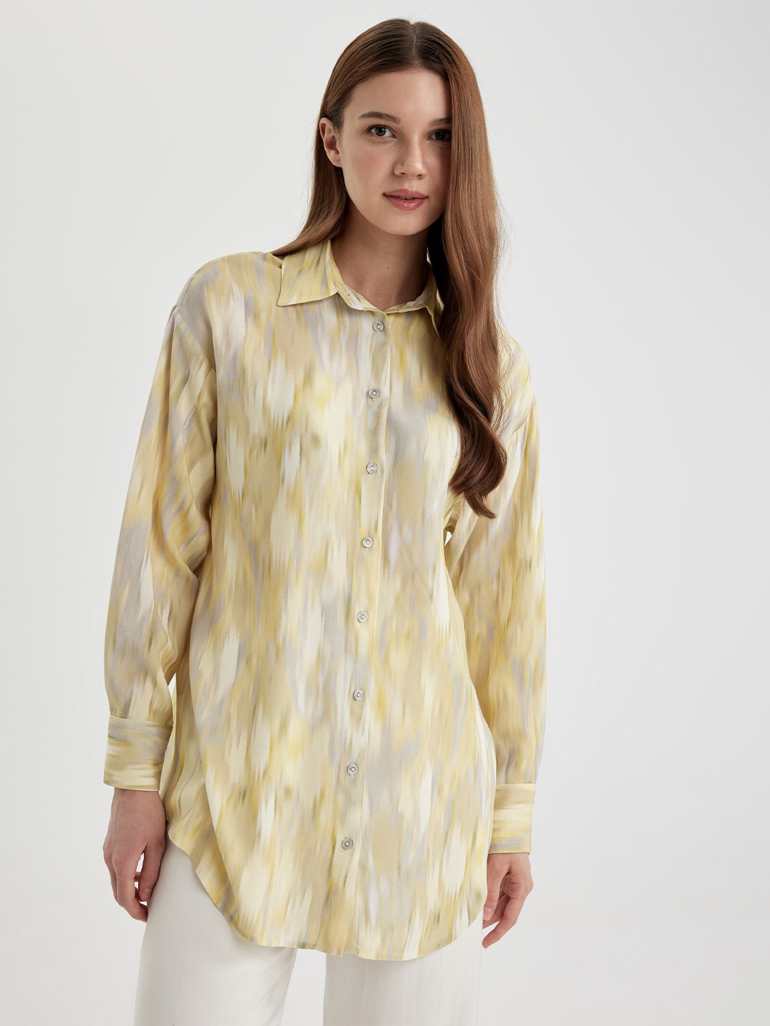 

DeFacto Abstract Printed Casual Shirt, Yellow