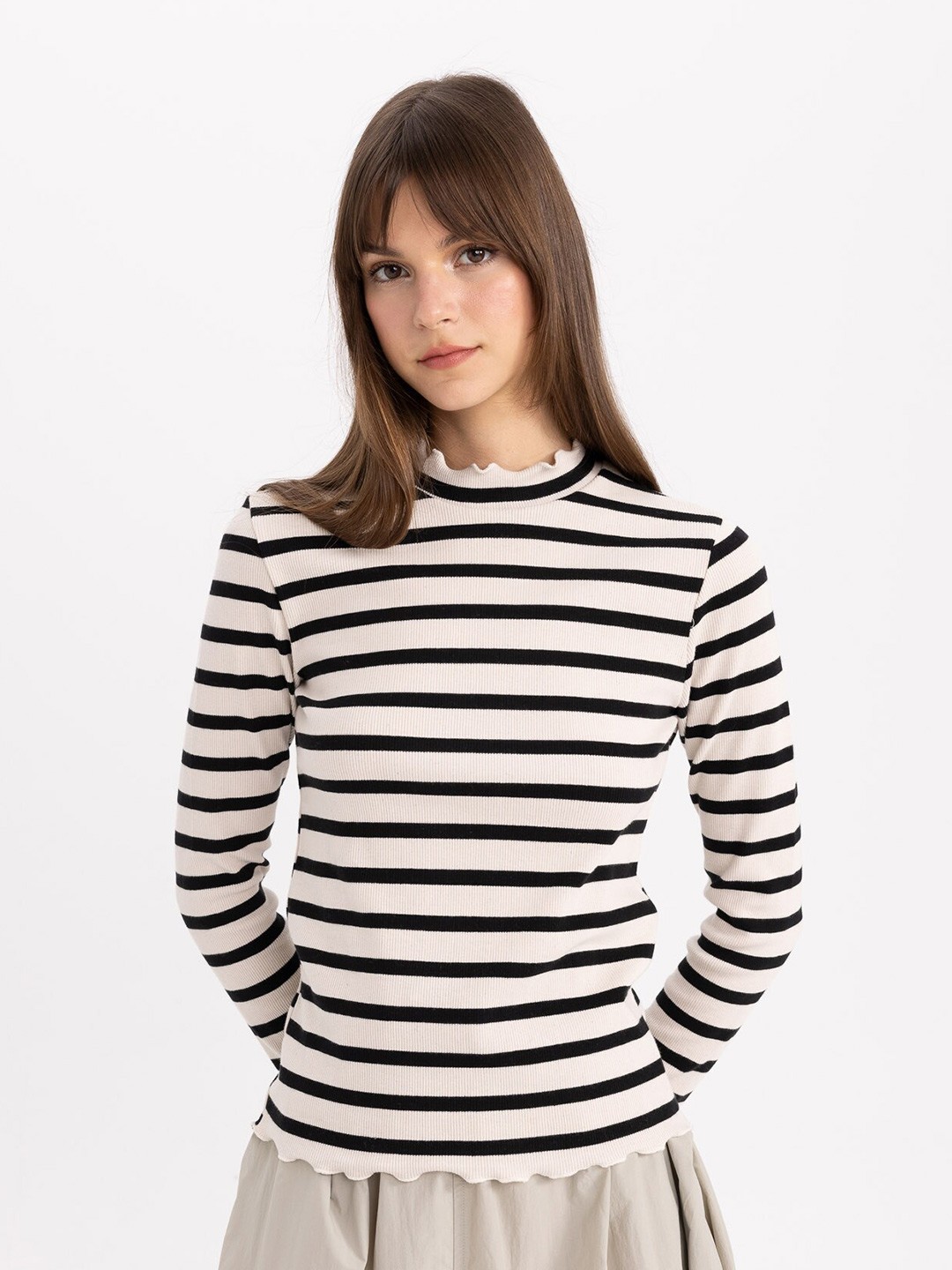 

DeFacto Striped Cotton T-Shirt, White