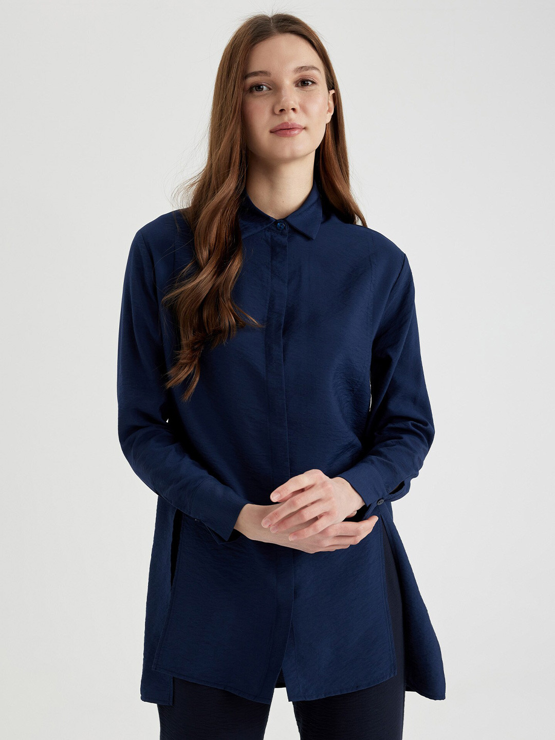 

DeFacto Spread Collar Casual Shirt, Navy blue