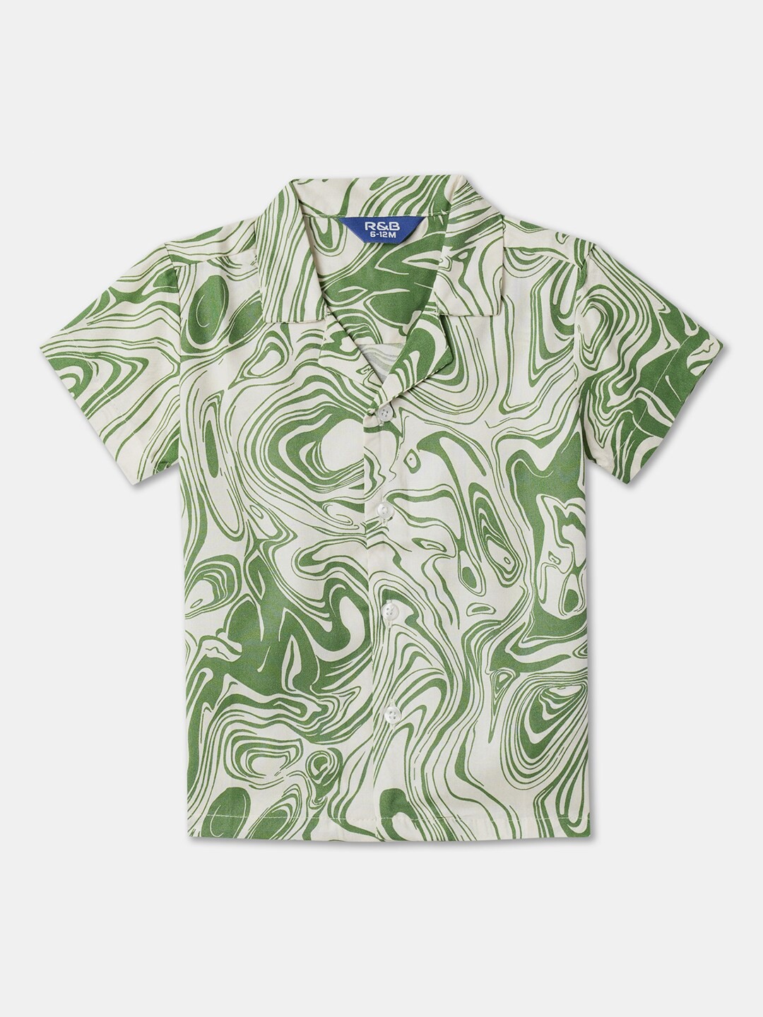

R&B Boys Opaque Printed Casual Shirt, Green