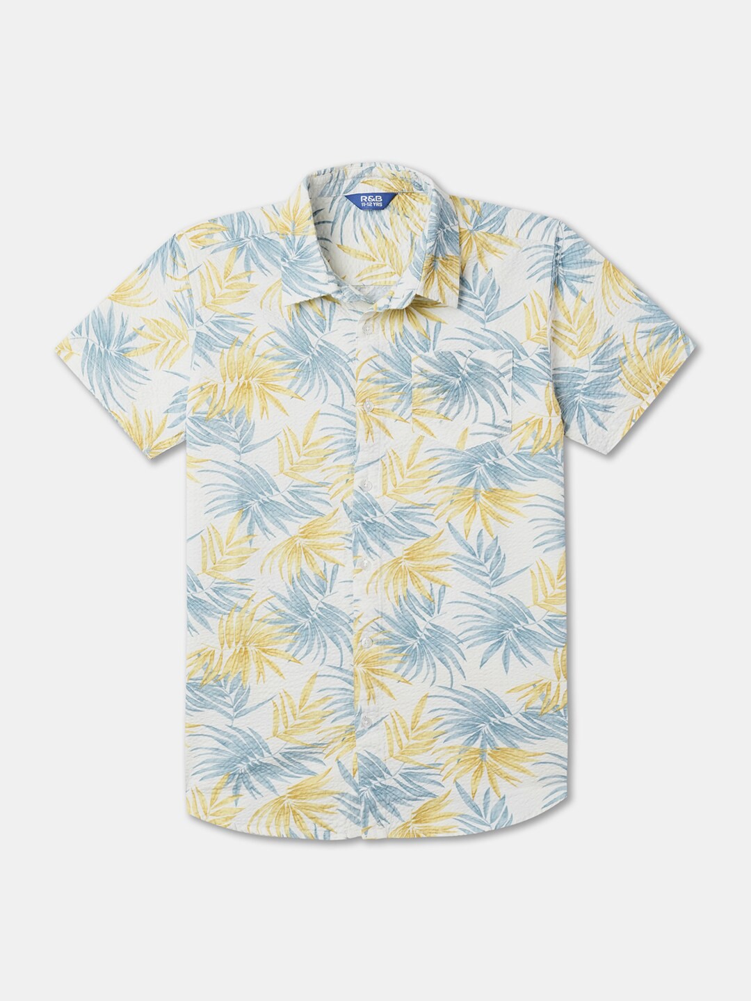 

R&B Boys Floral Opaque Printed Casual Shirt, White