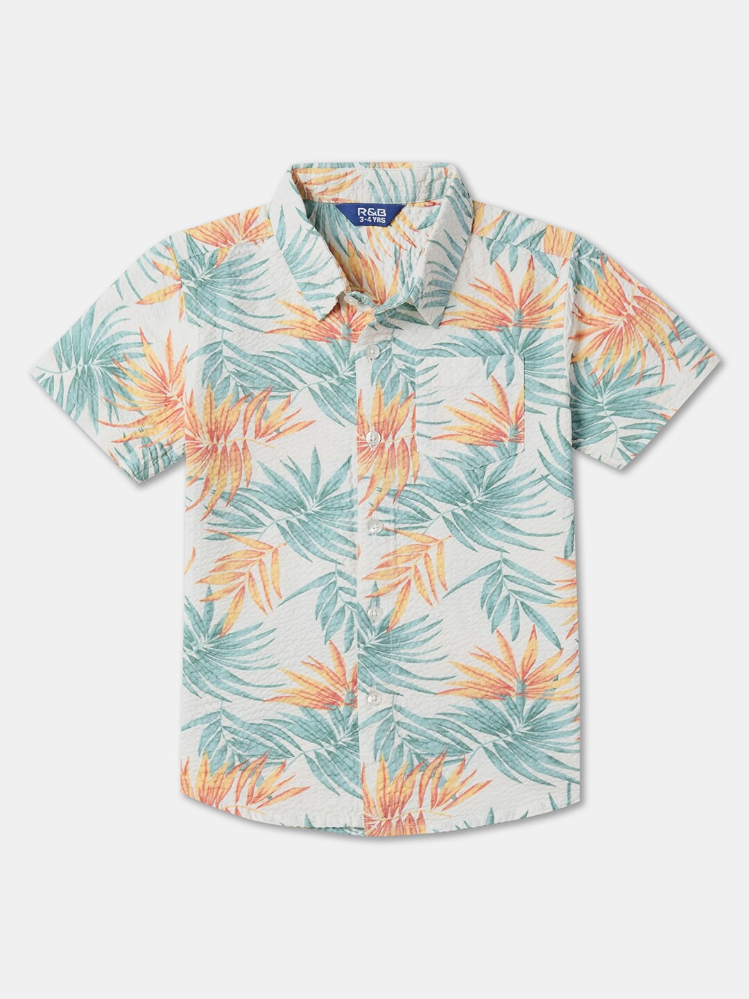 

R&B Boys Floral Opaque Printed Casual Shirt, White