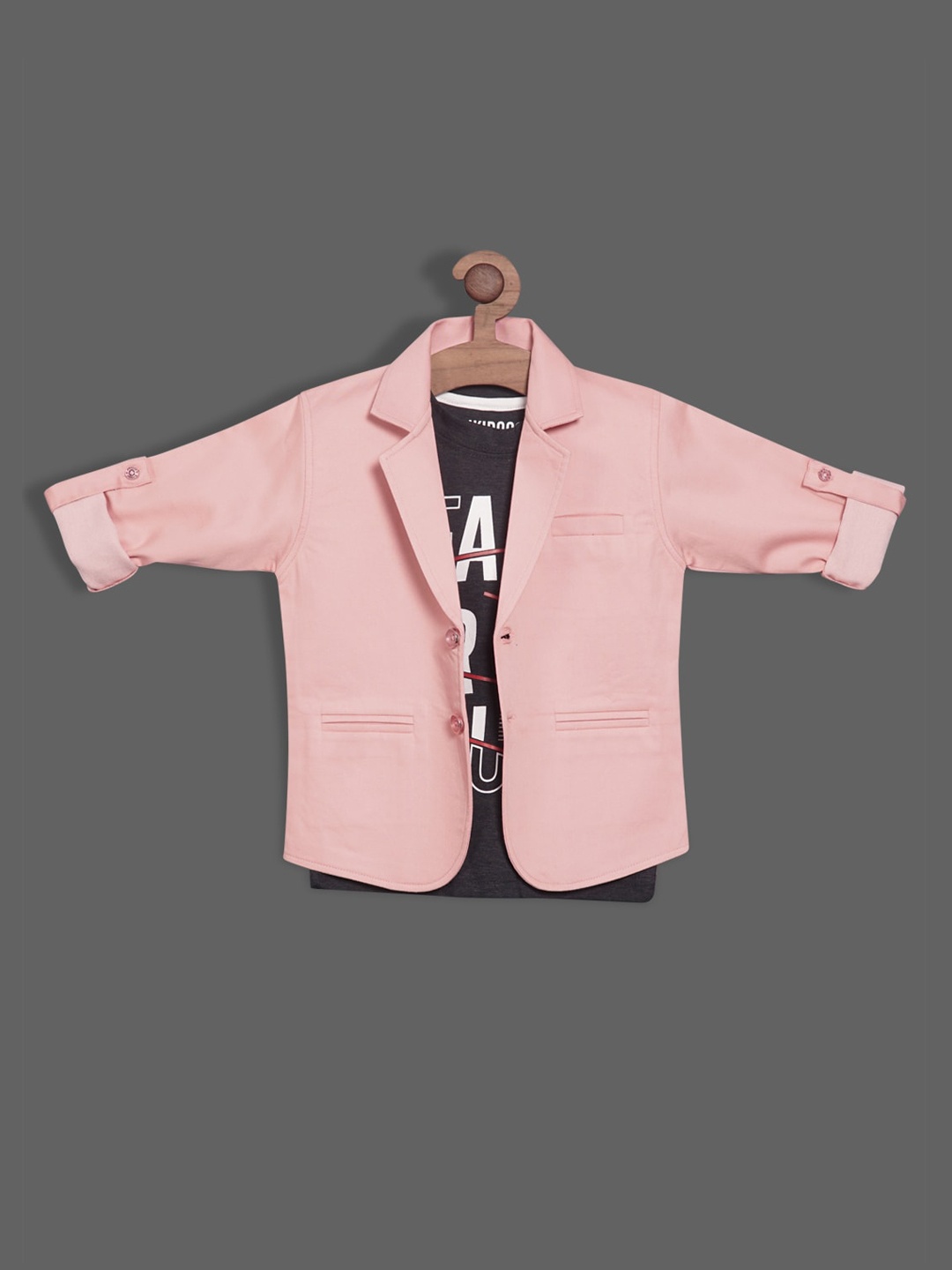 

BAESD Boys Single-Breasted Cotton Casual Blazer With T-Shirt, Peach