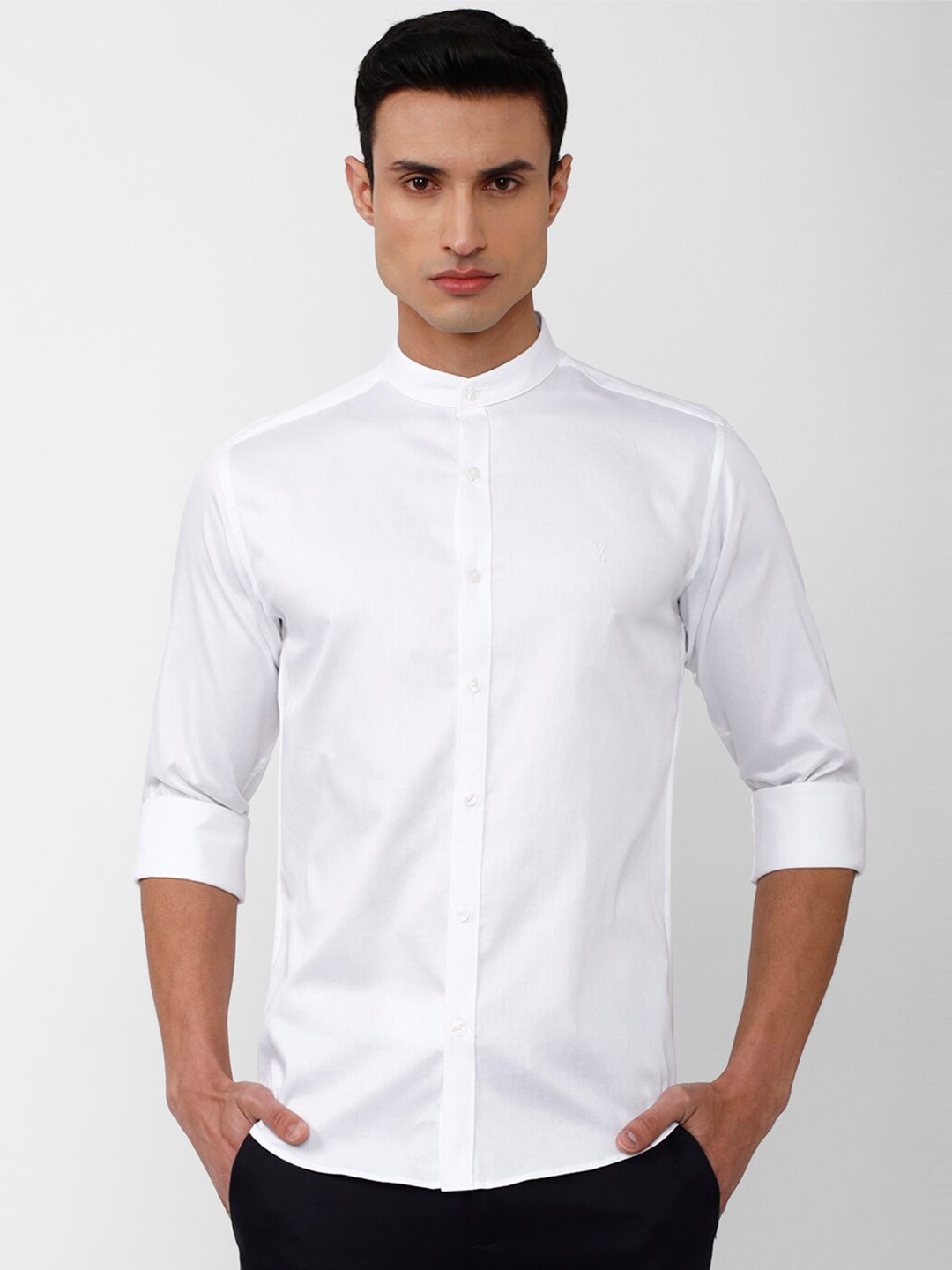 

V Dot Men Slim Fit Opaque Party Shirt, White