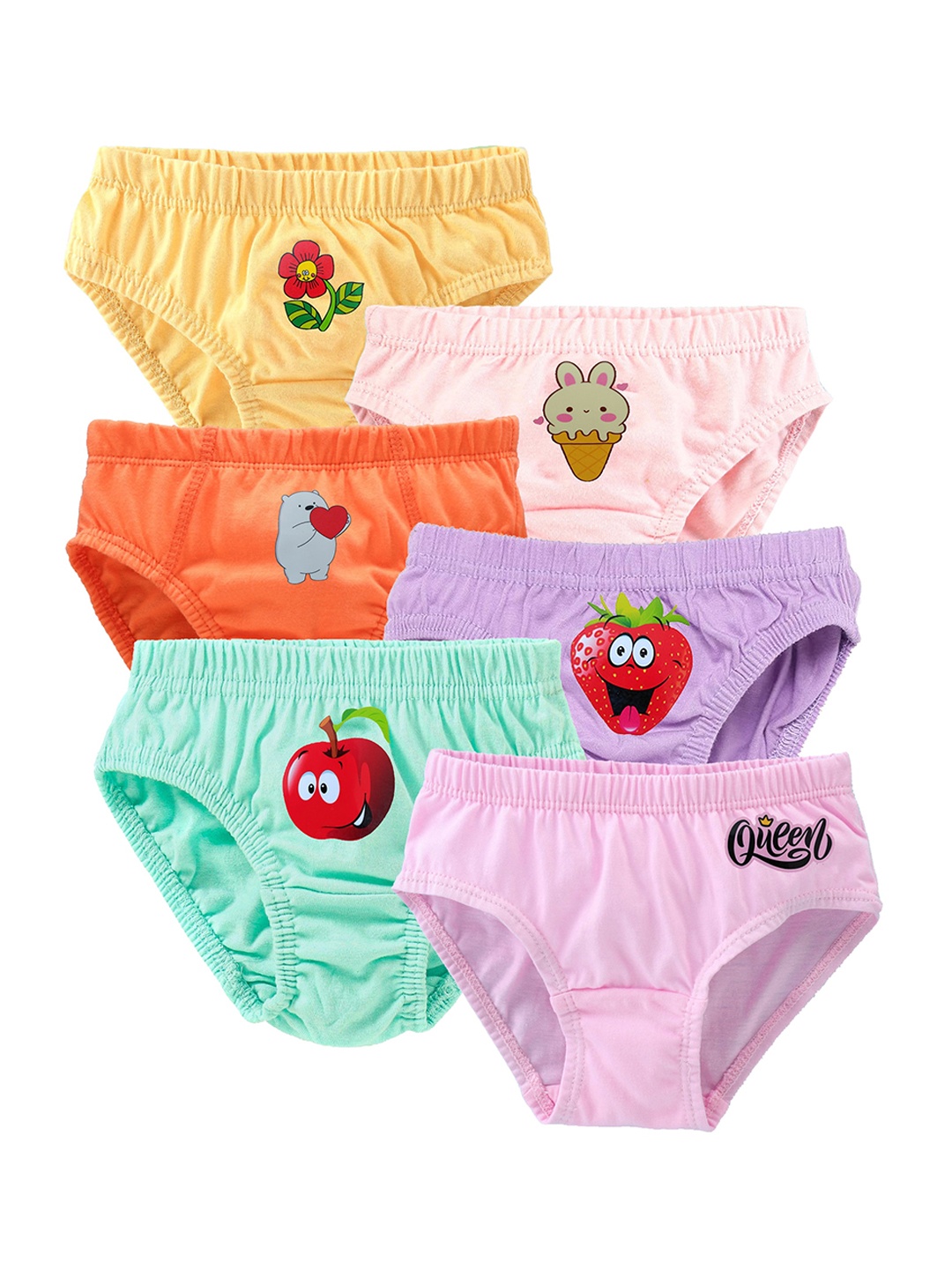 

BAESD Girls Pack Of 6 Assorted Cotton Hipster Briefs