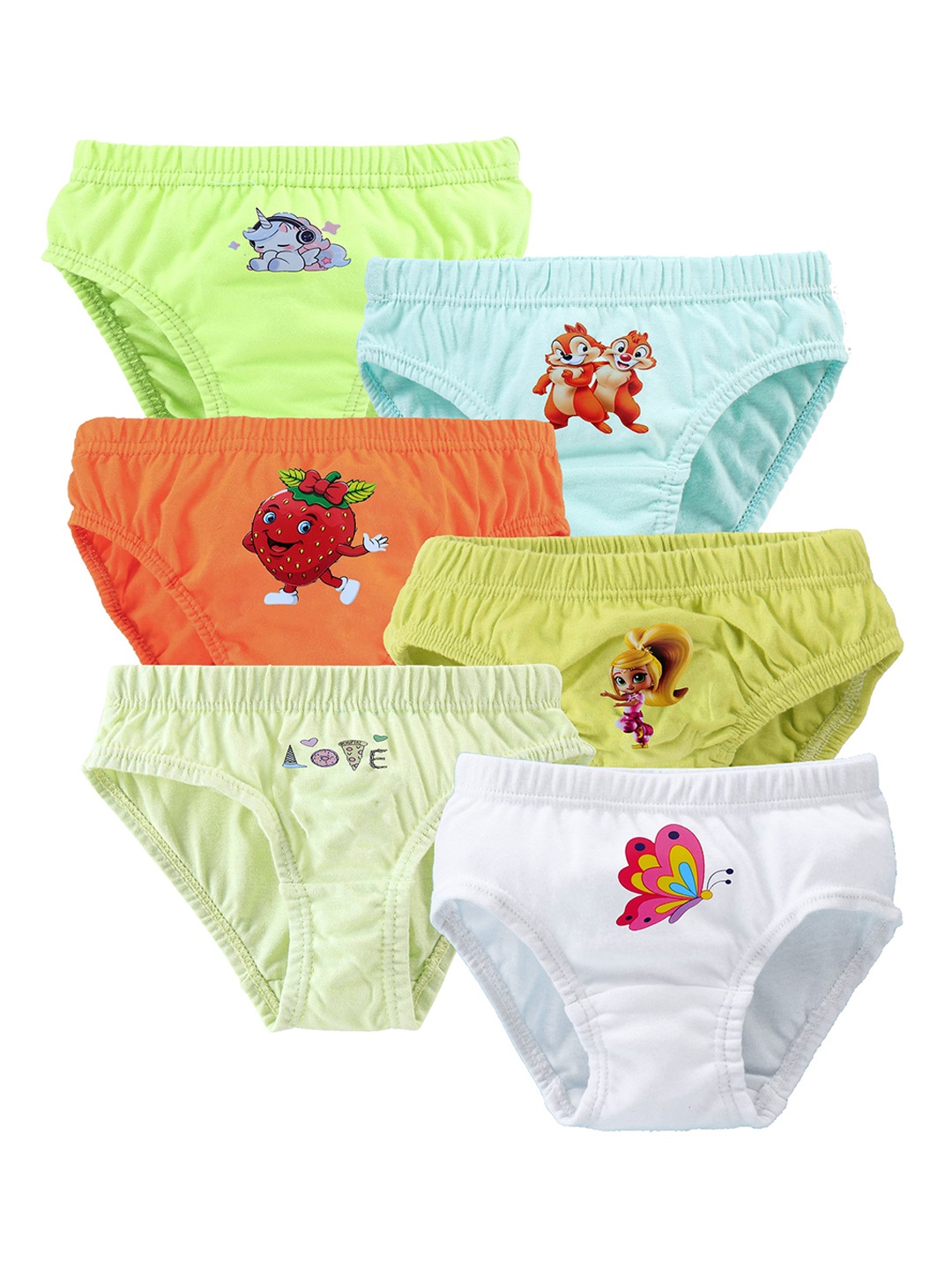 BAESD Infant Girls Pack Of 6 Assorted Pure Cotton Hipster Briefs