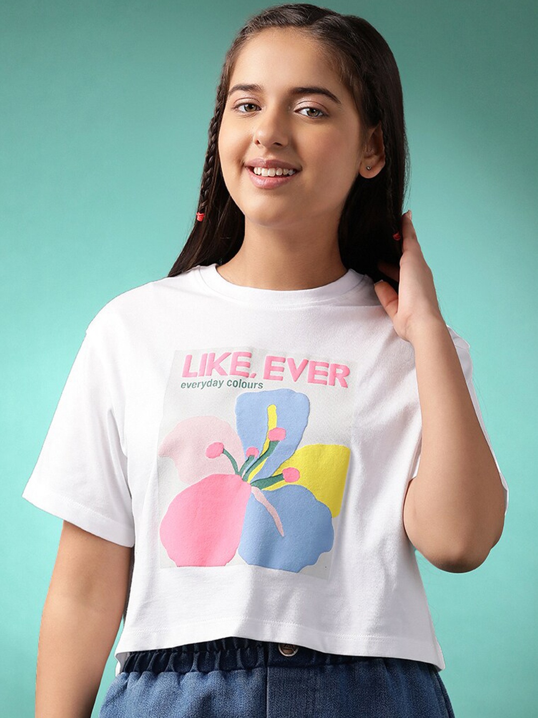 

Lil Tomatoes Print Cotton Boxy Top, White
