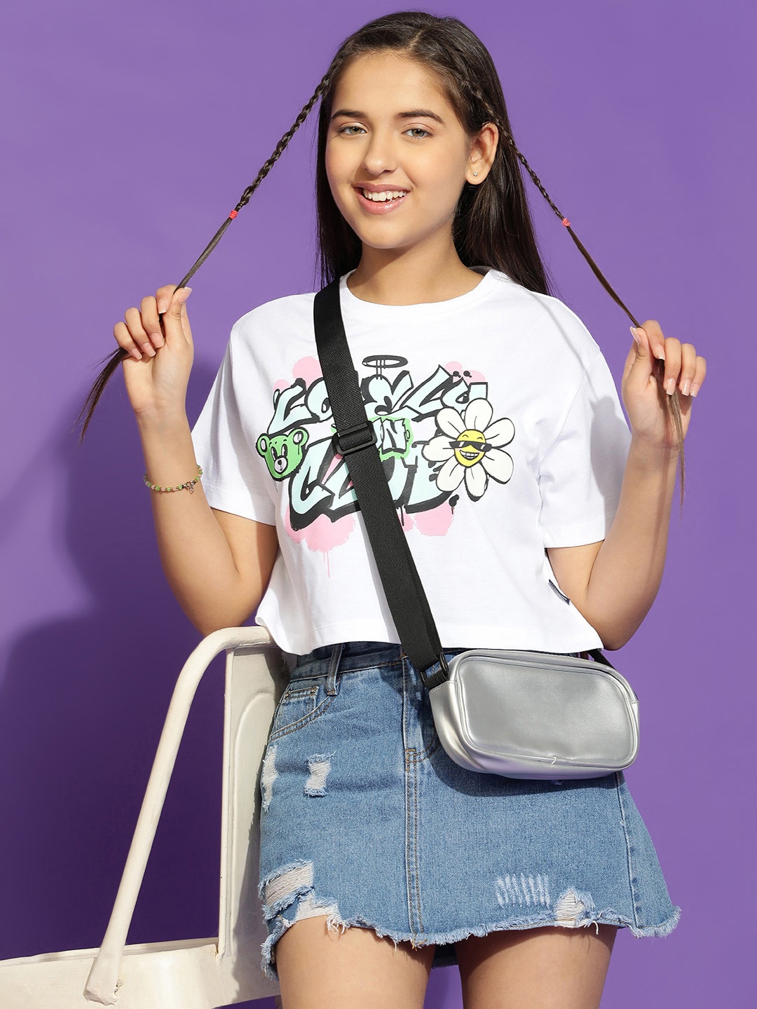 

Lil Tomatoes Print Cotton Top, White