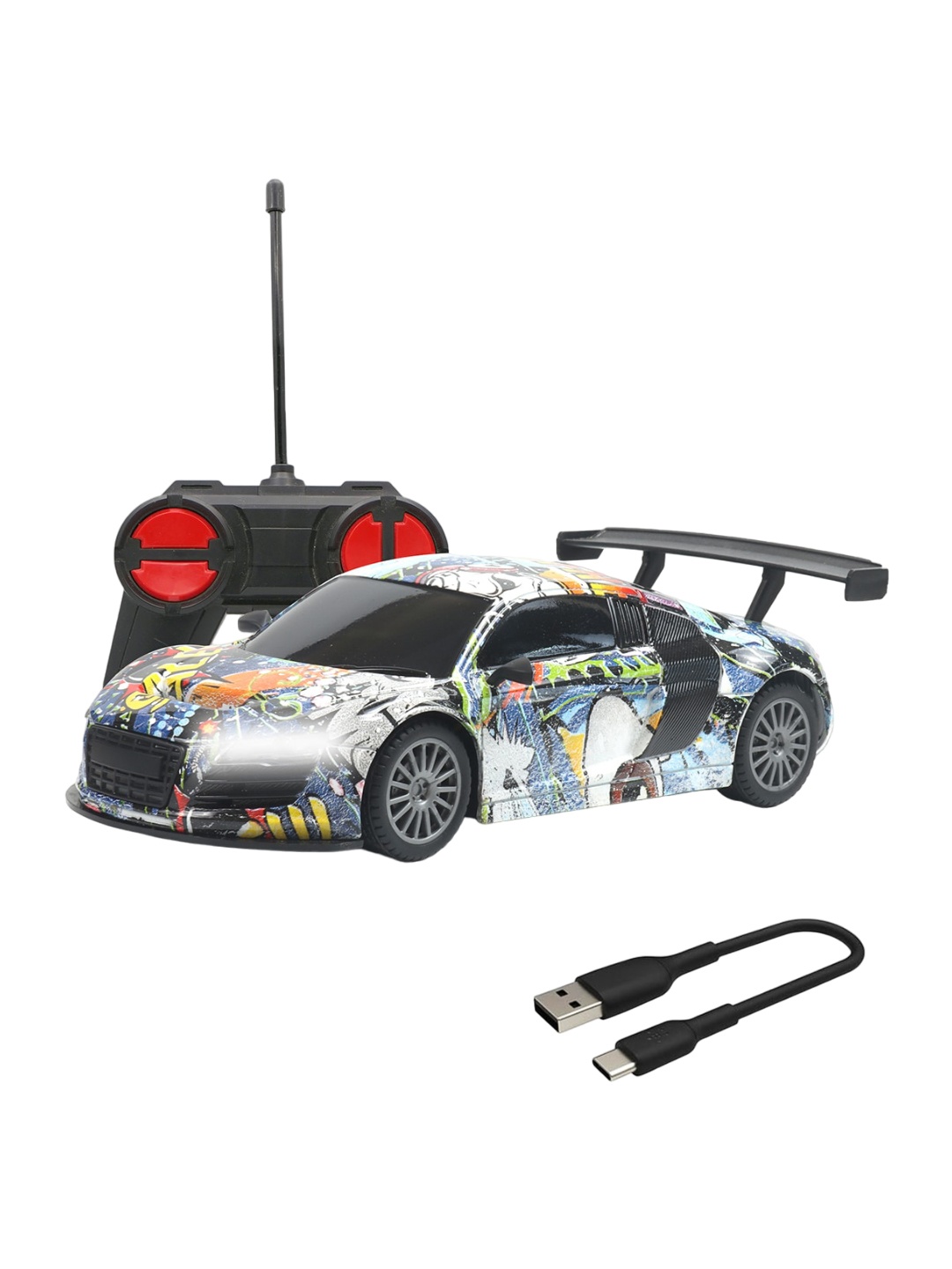 

WEMBLEY Kids Printed Rechargeable High Speed 1:24 Scale Remote Control Car, White