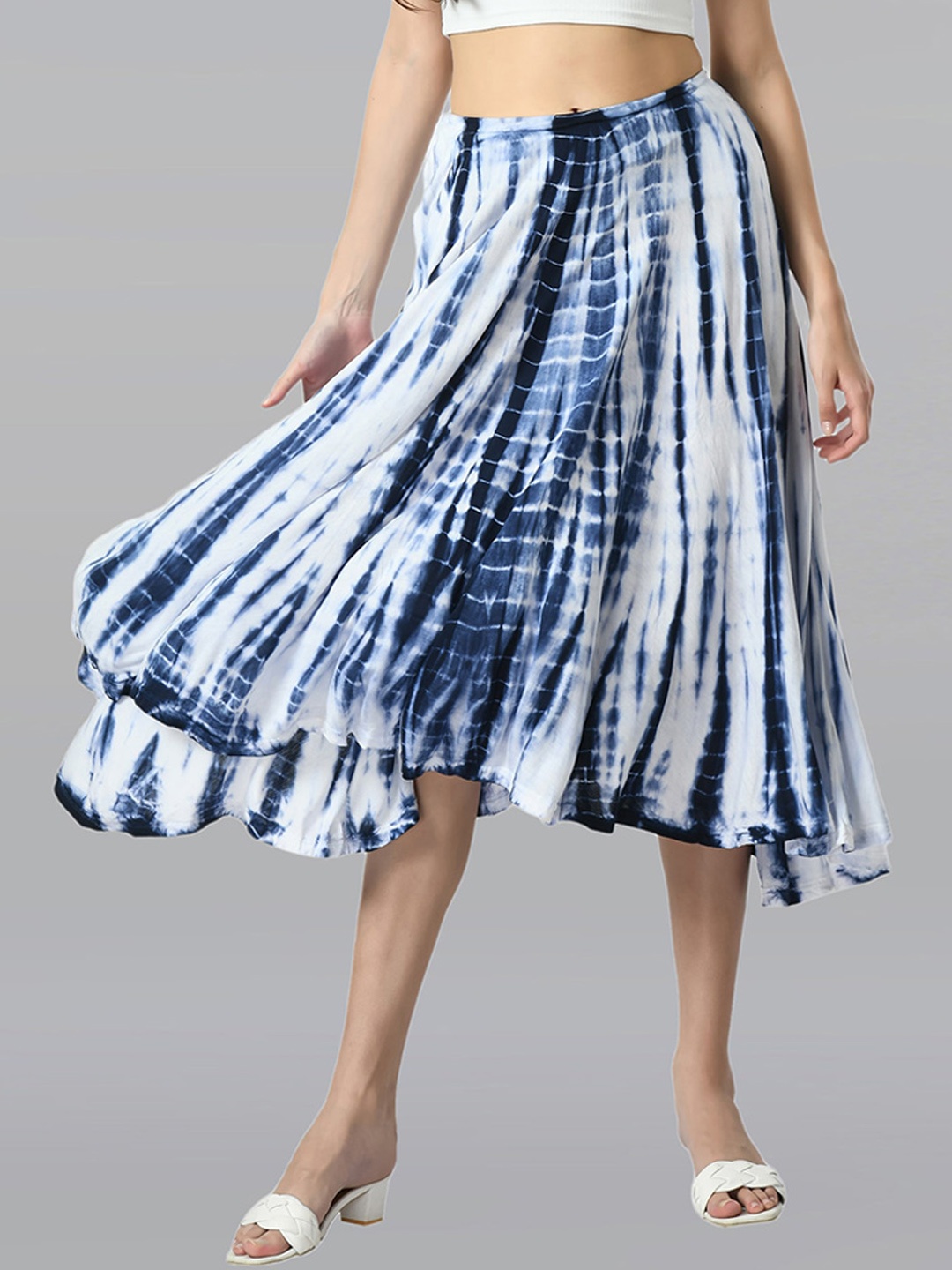 

Dream of Glory Inc Tie & Dye Midi Flared Skirt, Blue