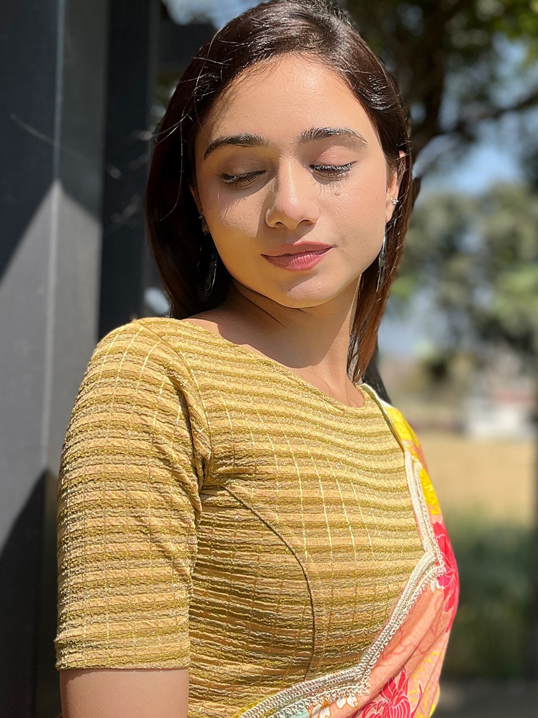 

Bindigasm's Advi Woven Design Jacquard Saree Blouse, Gold