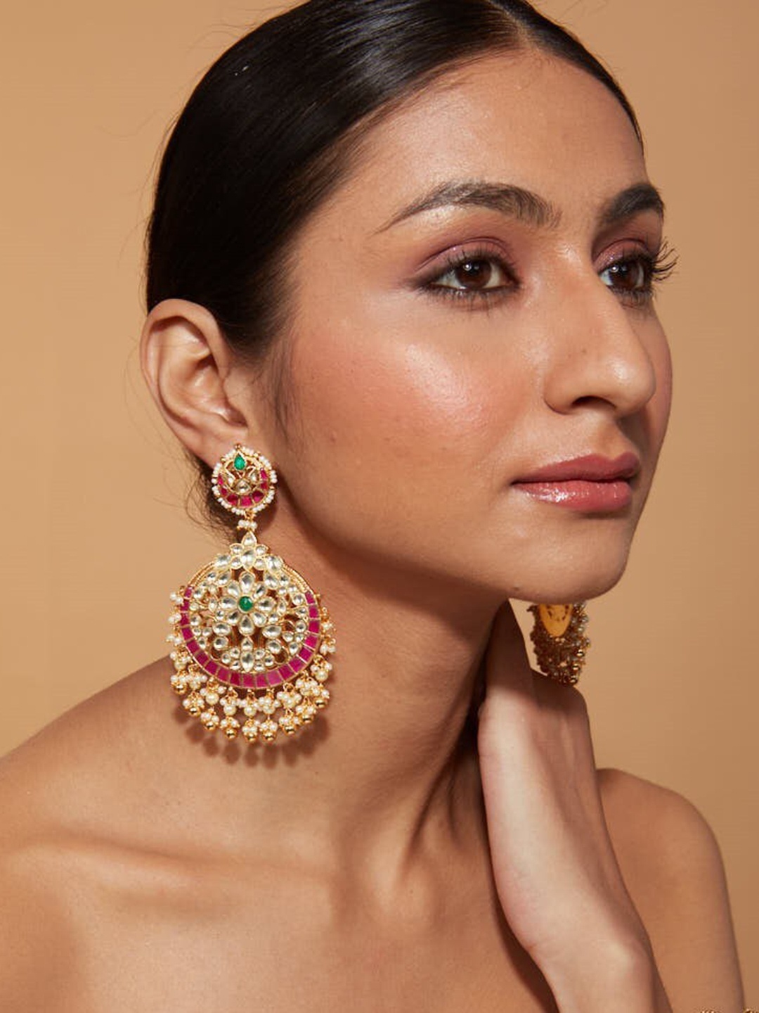 

Vivinia by Vidhi Contemporary Chandbalis Earrings, Pink