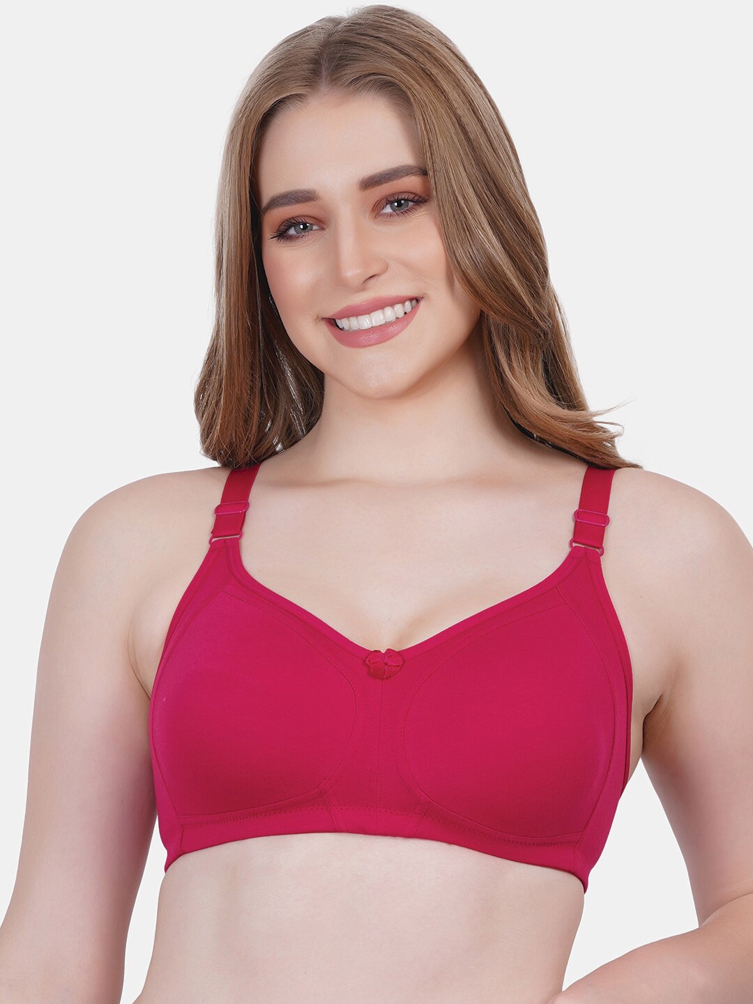 

Reveira Full Coverage Dry Fit Everyday Bra with All Day Comfort, Red