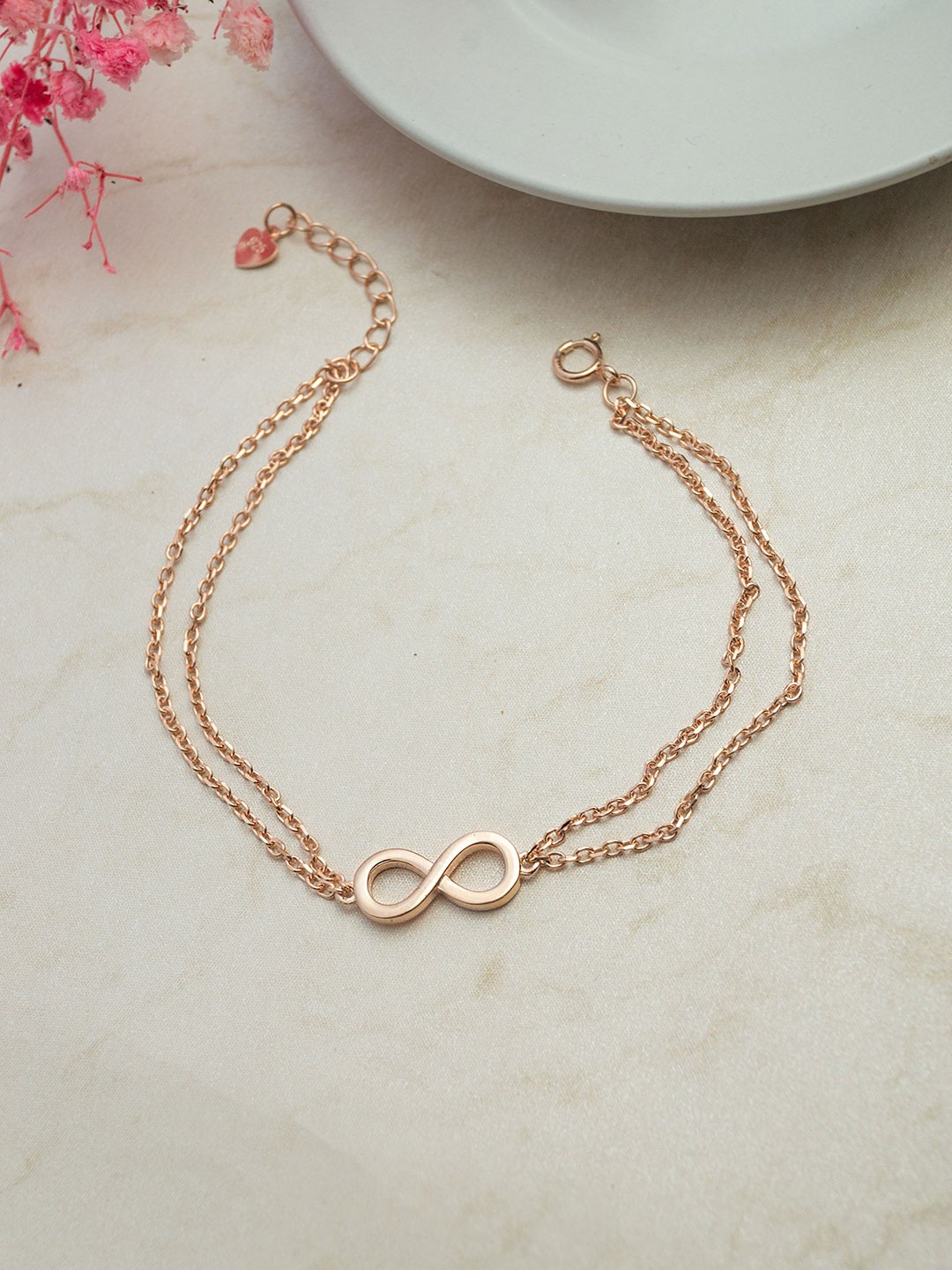 

MANNASH Sterling Silver Rose Gold Plated Link Bracelet