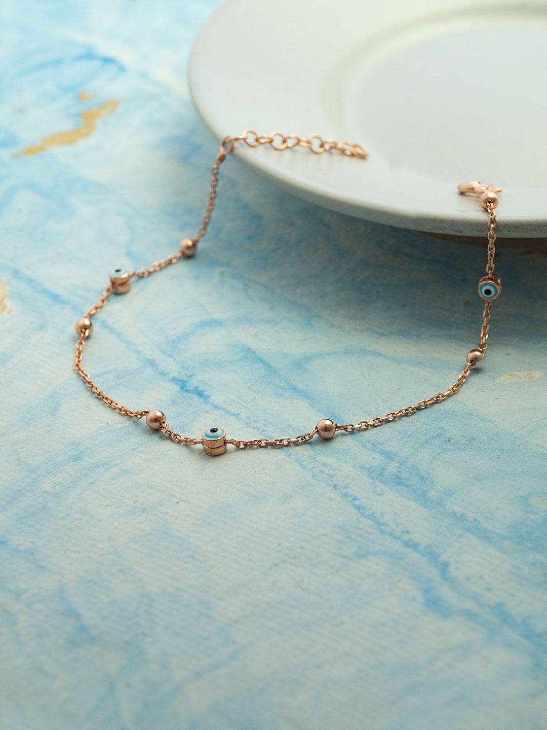 

MANNASH Sterling Silver Rose Gold Plated Charm Bracelet