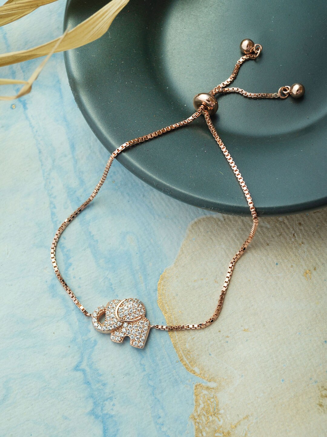 

MANNASH Sterling Silver Cubic Zirconia Rose Gold Plated Wraparound Bracelet