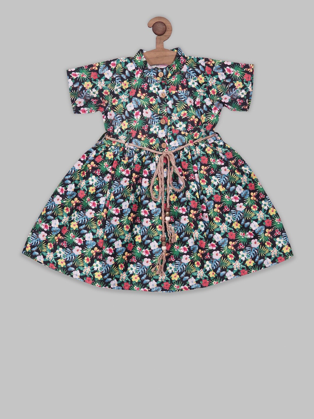 

BAESD Floral Print Fit & Flare Dress, Black