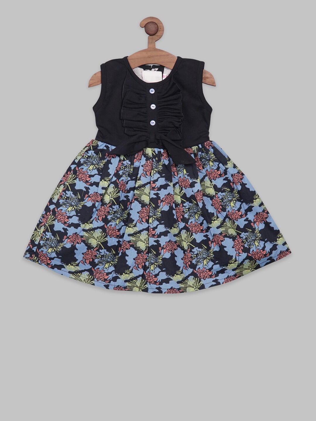 

BAESD Floral Print Fit & Flare Dress, Navy blue