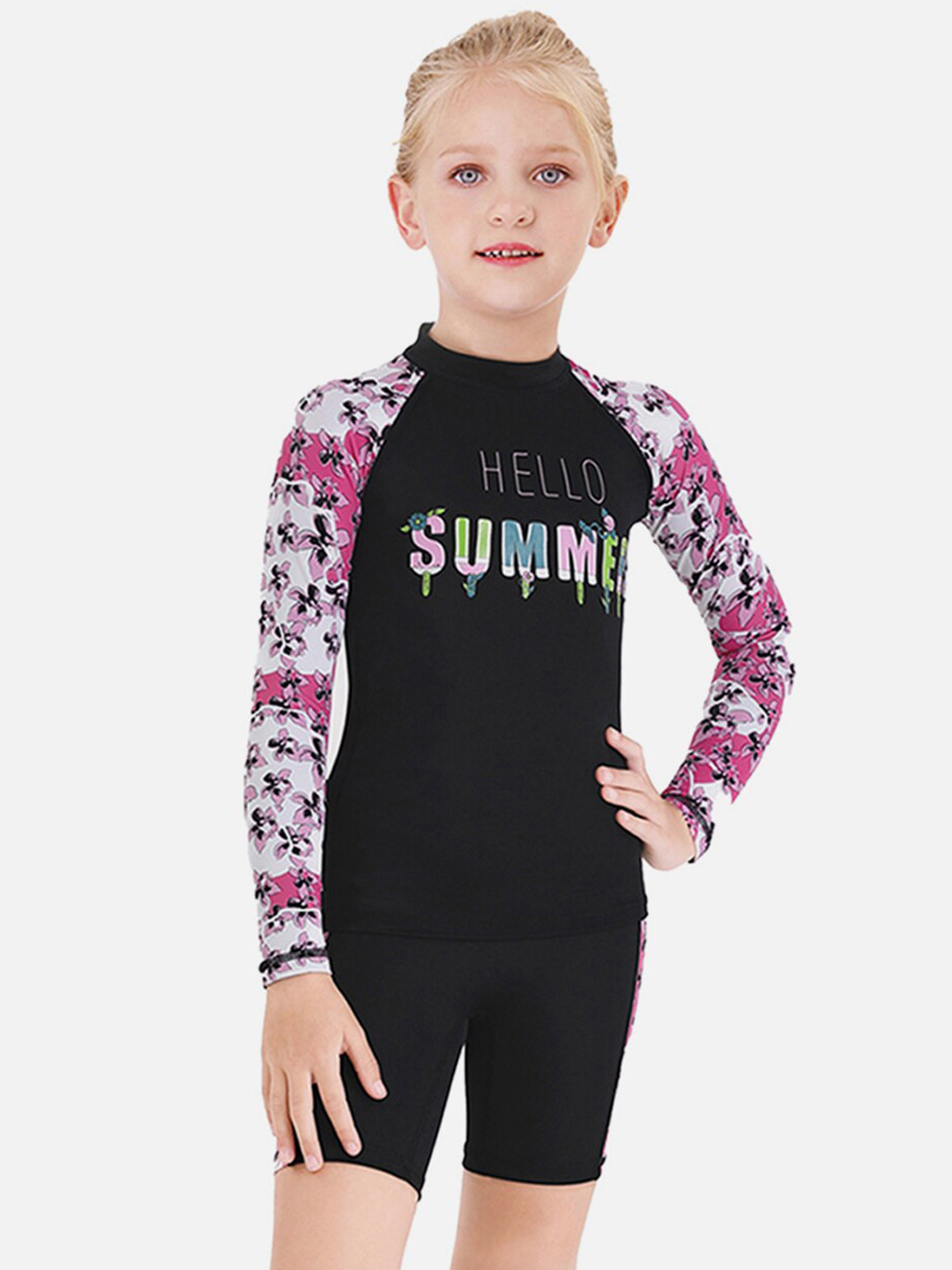 

Little Surprise Box LLP Kids Floral Printed UPF50 Legsuit, Pink