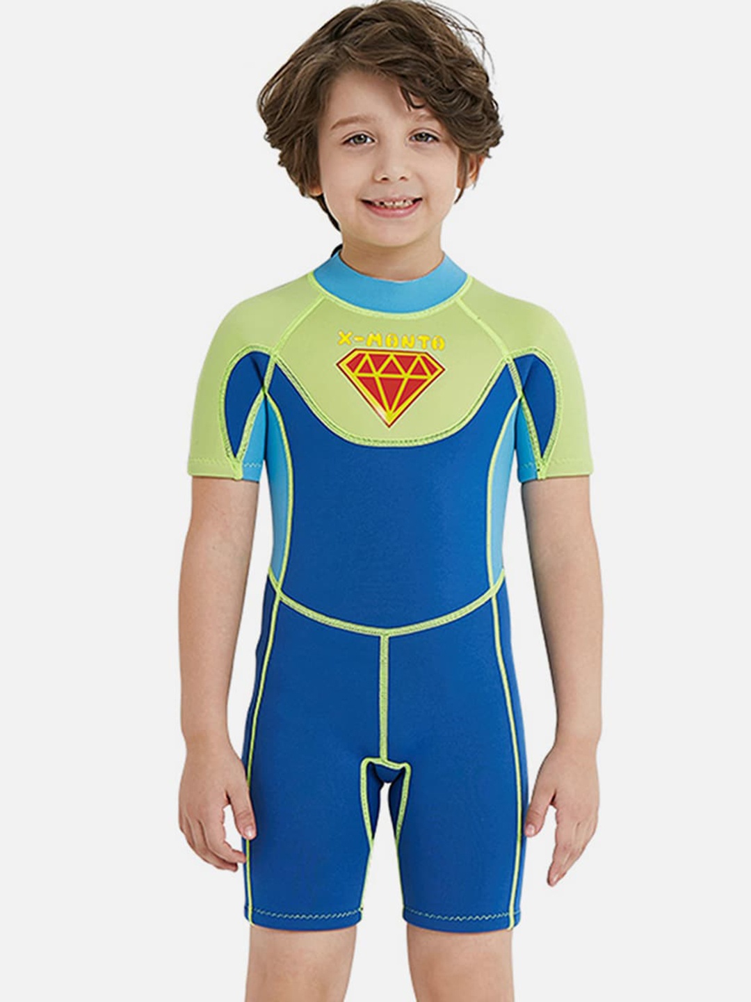 

Little Surprise Box LLP Kids Colourblocked Quick Dry Legsuit With Washbag, Green