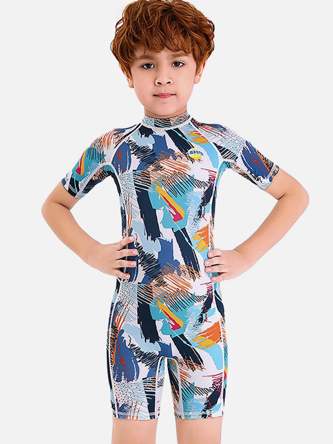 

Little Surprise Box LLP Kids Abstract Printed UPF 50+ Quick Dry Leg Suit, Blue