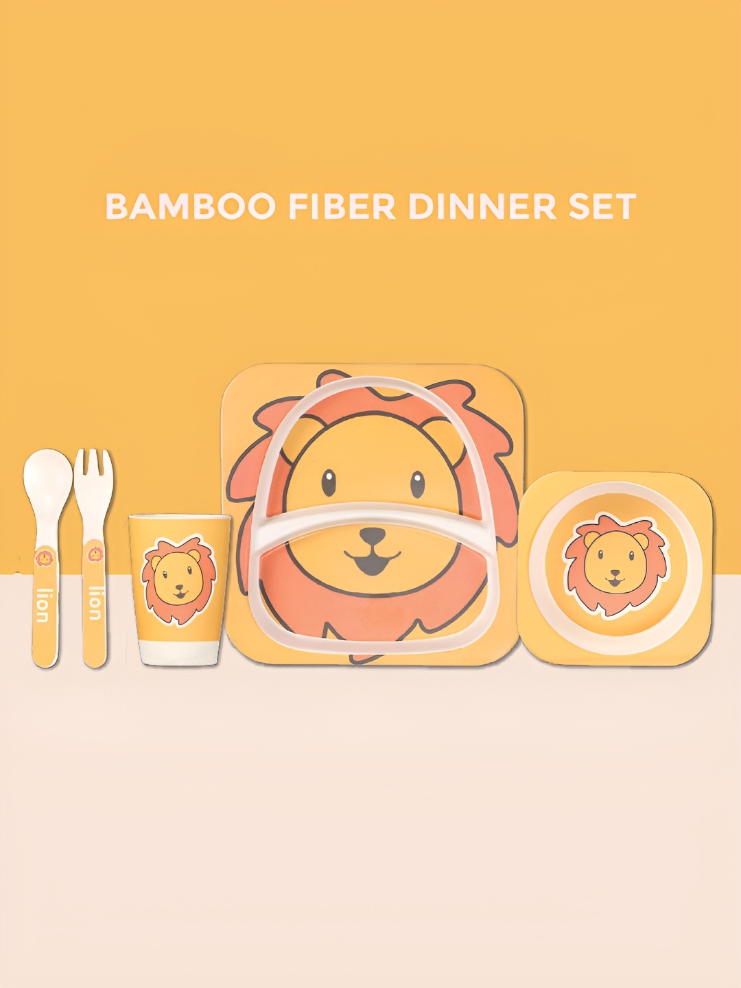 

Polka Tots Yellow & White 5 Pieces Printed Bamboo Matte Dinner Set