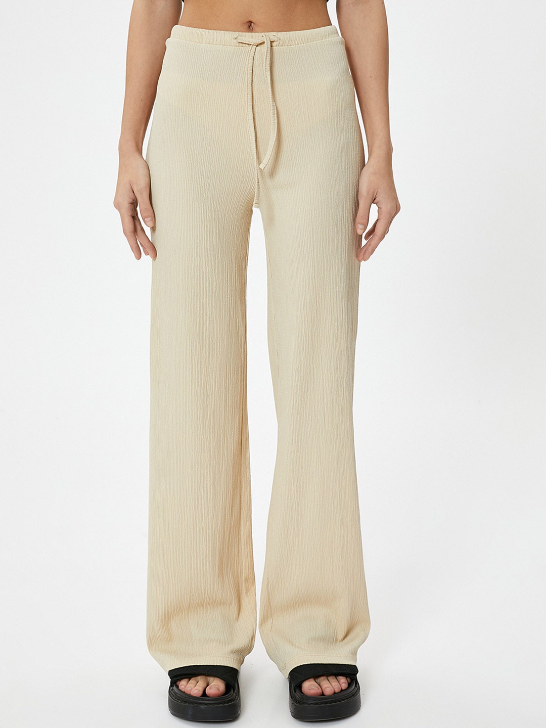 

Koton Women Loose Fit Parallel Trousers, Beige