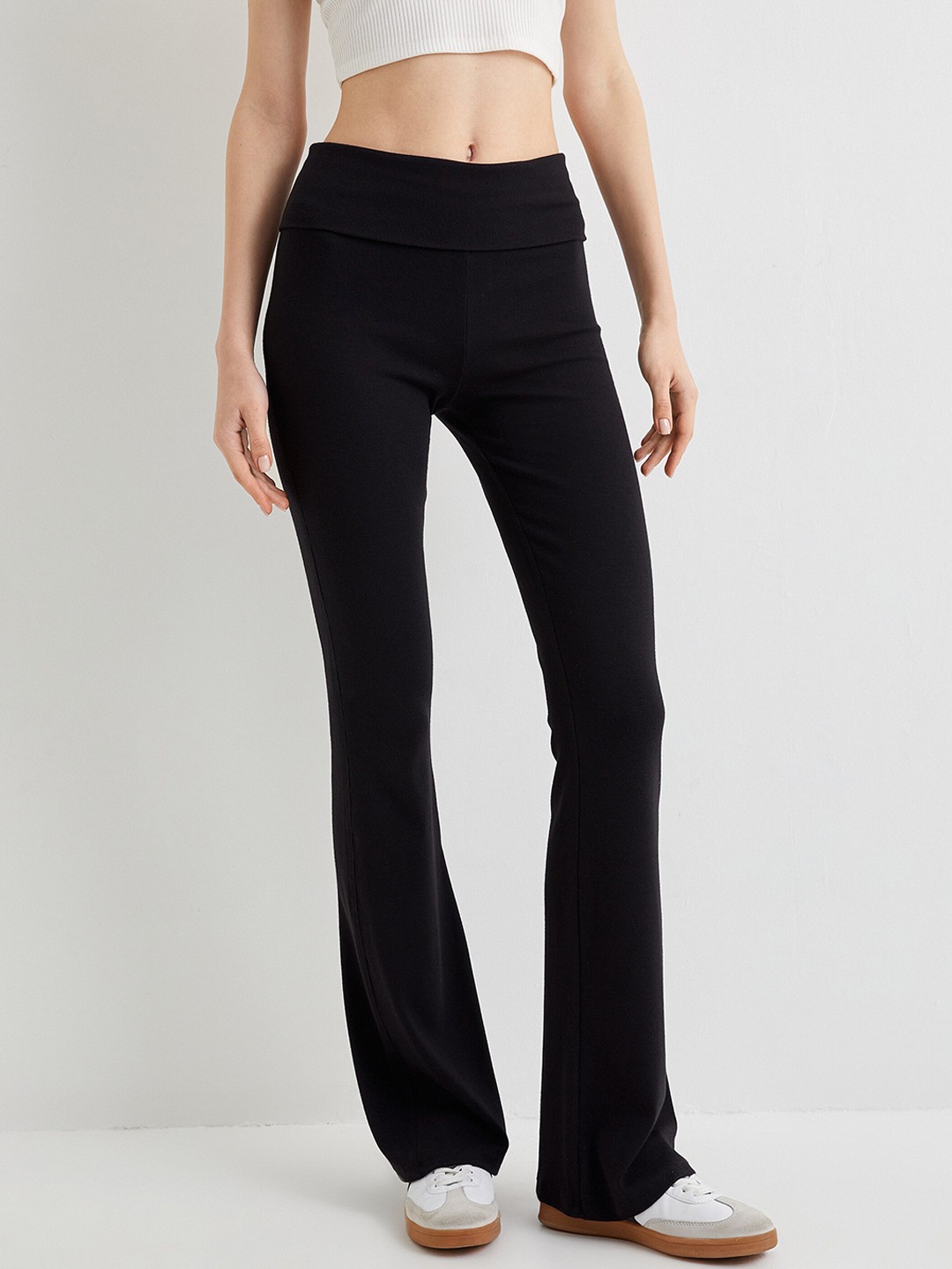 

Koton Women Flared Trousers, Black