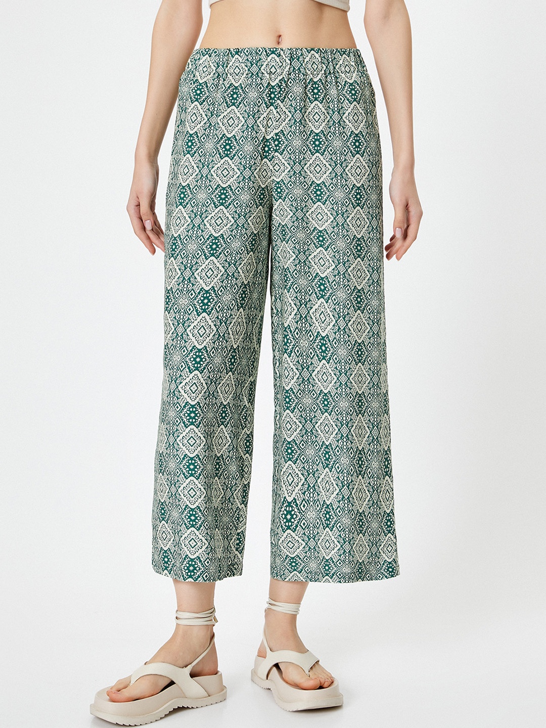 

Koton Women Geometric Printed Trouser, Green