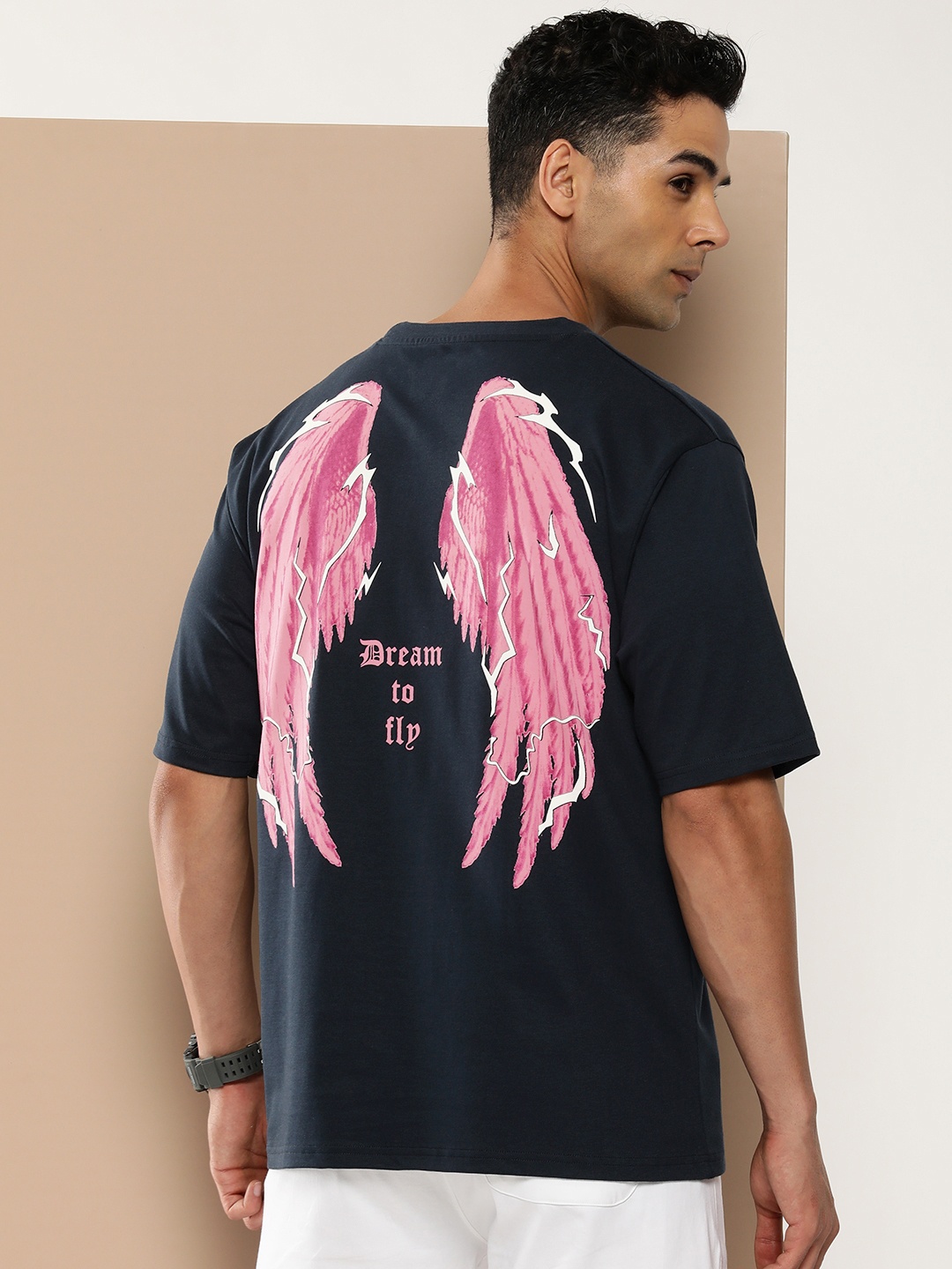 

Difference of Opinion Men Graphic Printed T-shirt, Navy blue