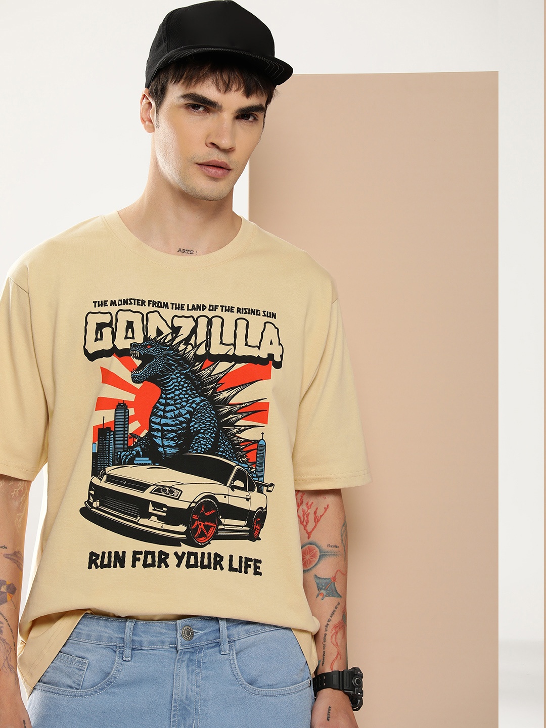 

Difference of Opinion Men Graphic Printed T-shirt, Beige