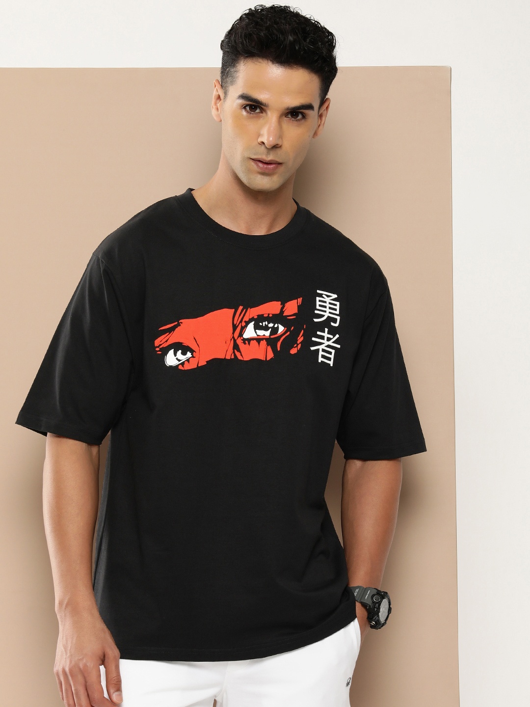 

Difference of Opinion Men Graphic Printed Embossed Oversized T-shirt, Black