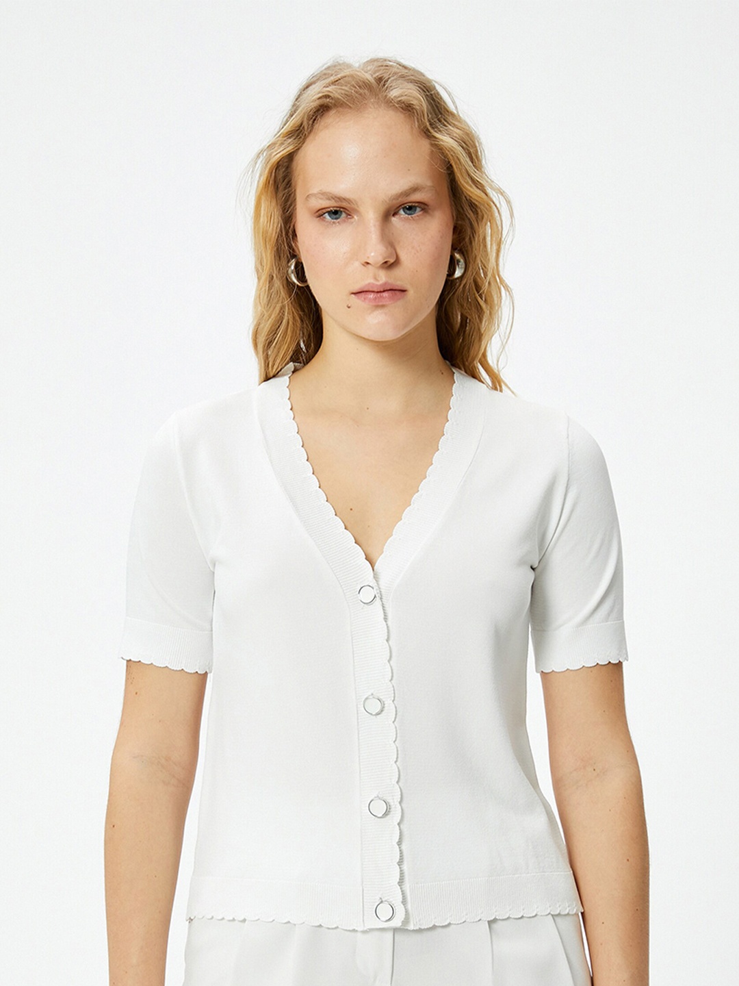 

Koton V-Neck Short Sleeves Top, White