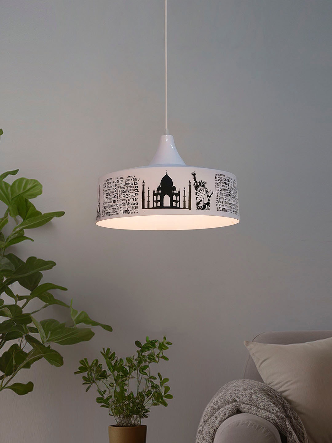 

Fos Lighting White Printed Metal Cylinder Contemporary Ceiling Lamps