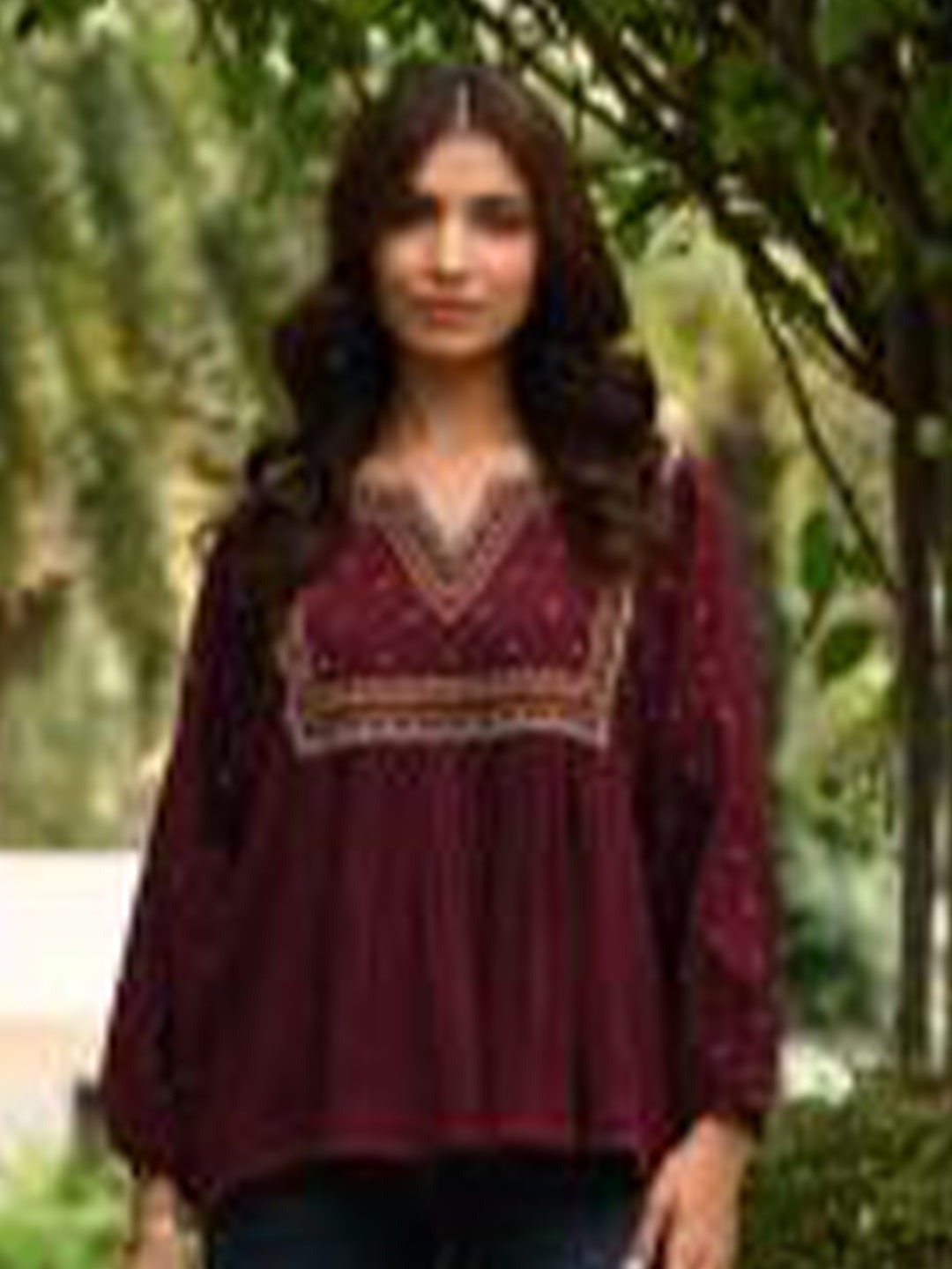 

Nyaro Print Cotton Top, Maroon