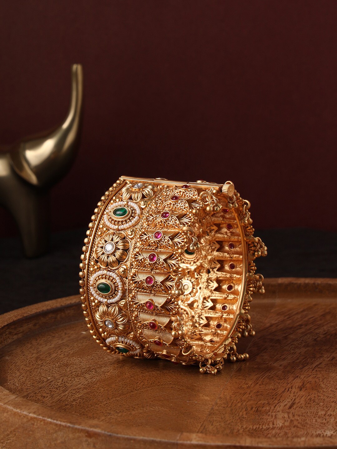 

justpeachy Temple Gold Plated Kada Bracelet