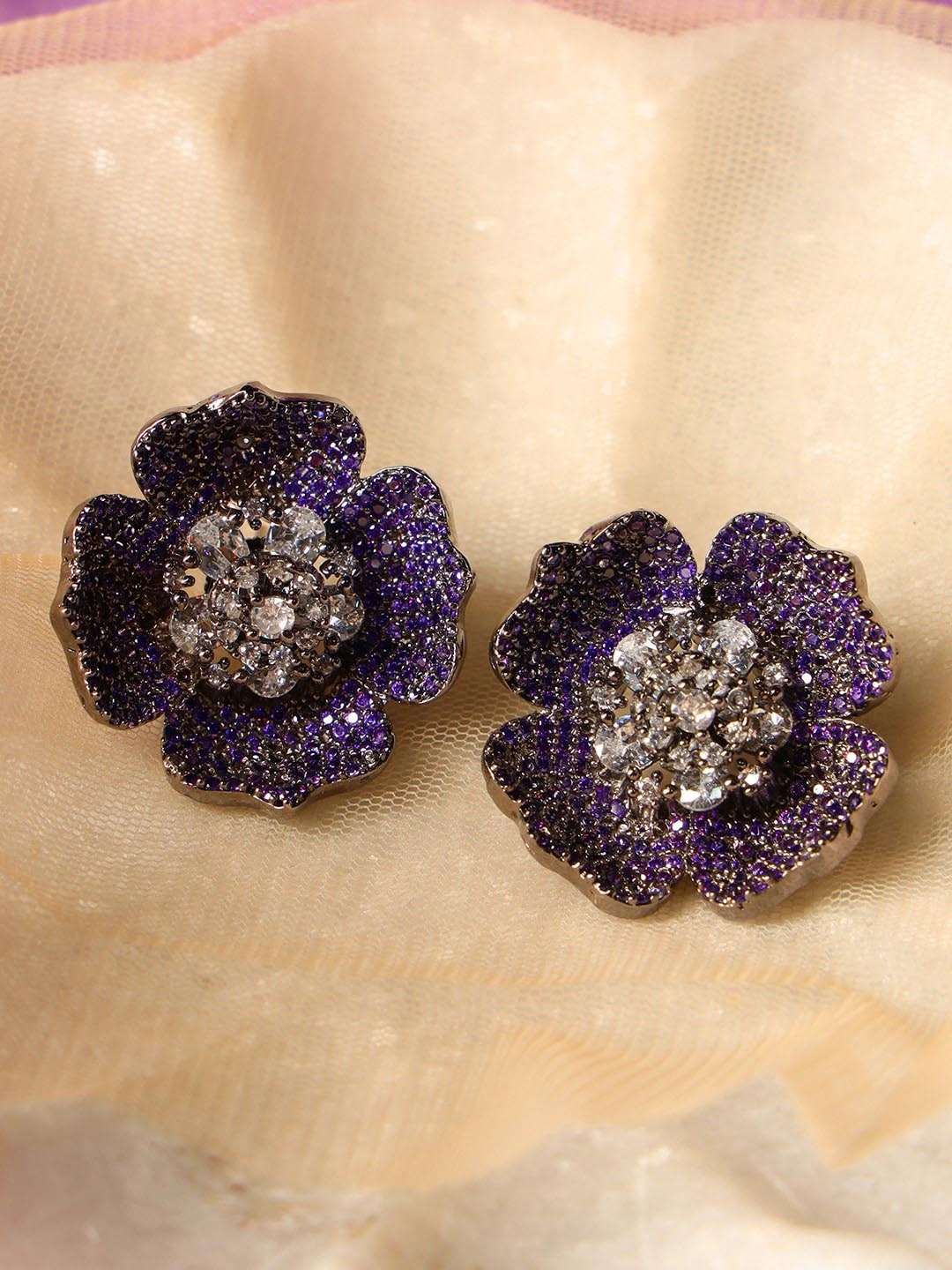 

justpeachy American Diamond Silver Plated Studs Earrings