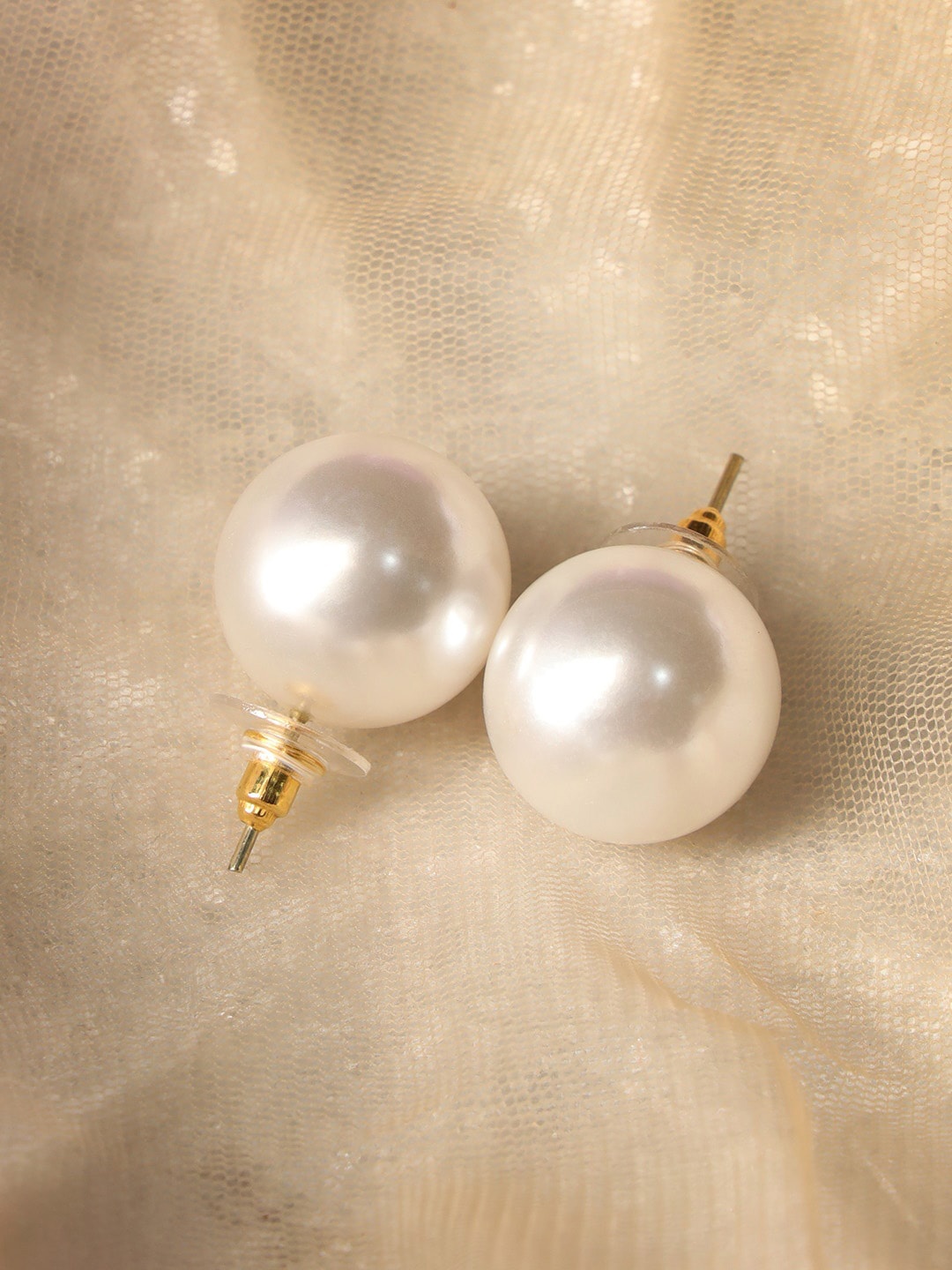 

justpeachy Silver-Plated Pearls Beaded Contemporary Studs Earrings, White