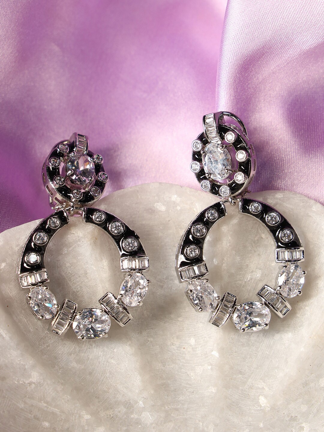 

justpeachy Contemporary Studs Earrings, Silver